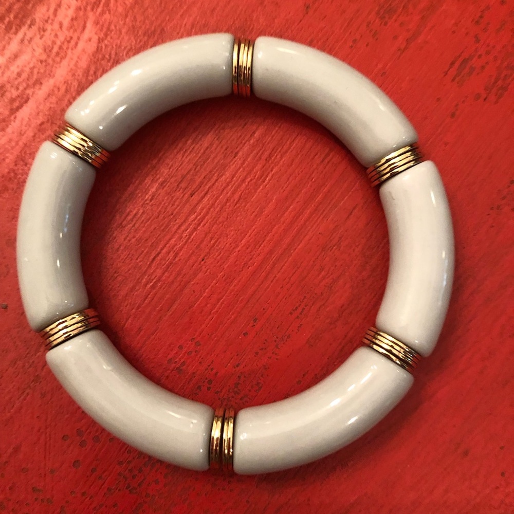 NEW! Tubular Bracelet - Light Blue/Green Tubes with Gold Discs ⏺️ - Picture 5 of 6